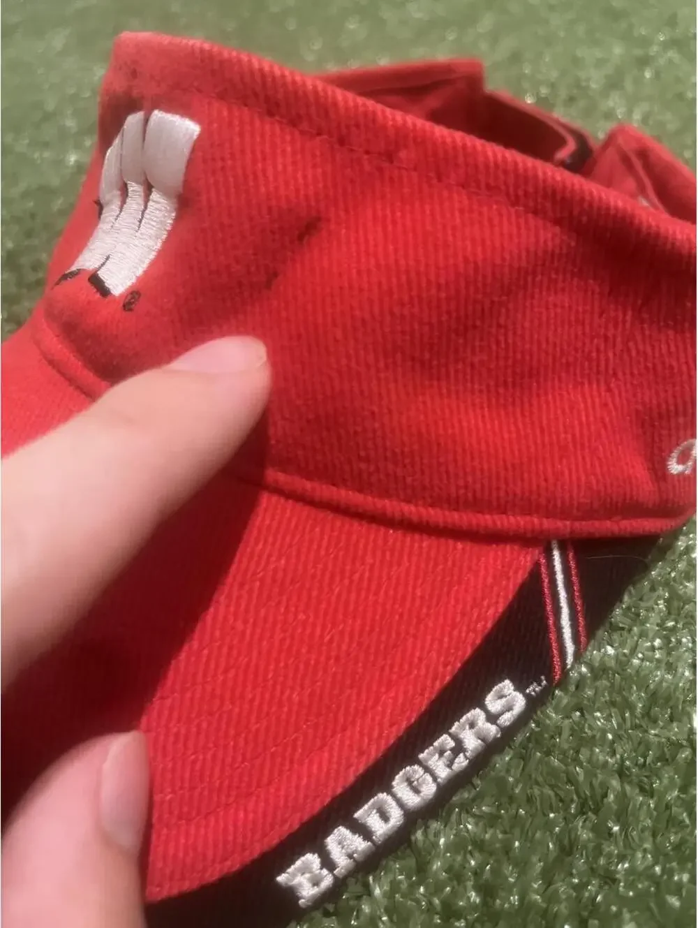 Y2K Adidas Wisconsin Badgers Red Adjustable Visor Hat